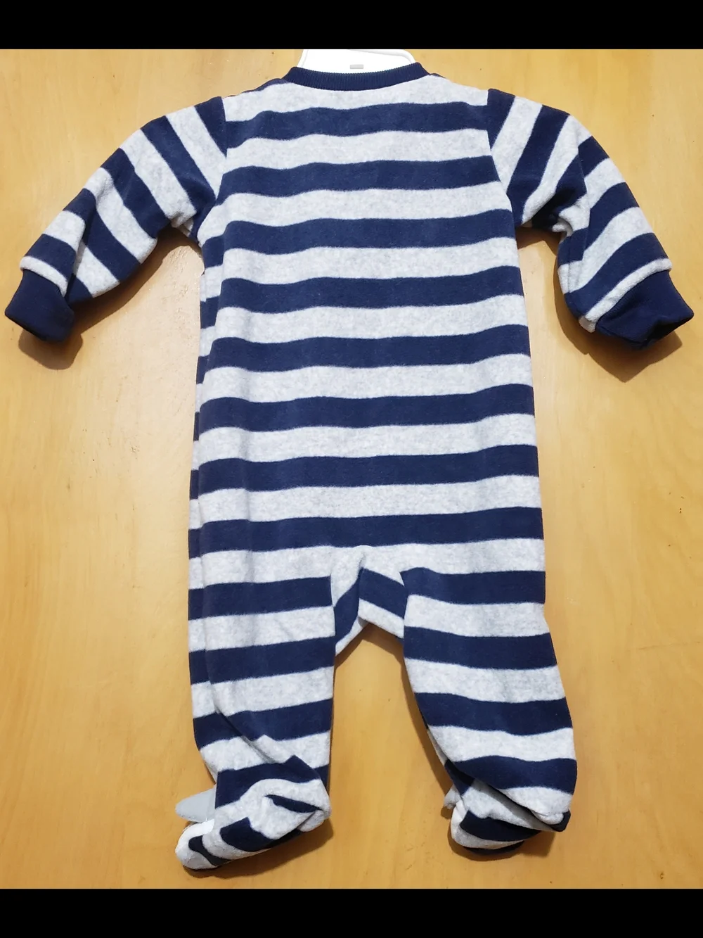 Carter's Navy & Gray Striped Footed One-Piece with Puppy Footies